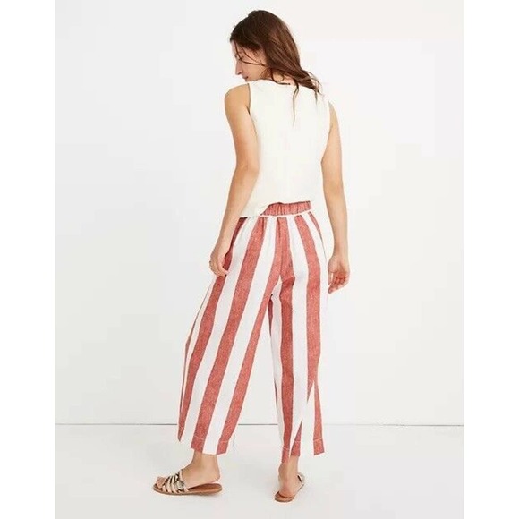 Madewell Pants - Madewell Huston Pull On Crop Pants in Bold Stripe Linen Wide Leg K9962